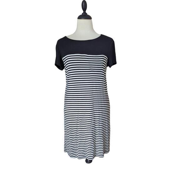 Forever 21 Essentials Black and White Striped Short Sleeve T-shirt Dress Small - Picture 1 of 4